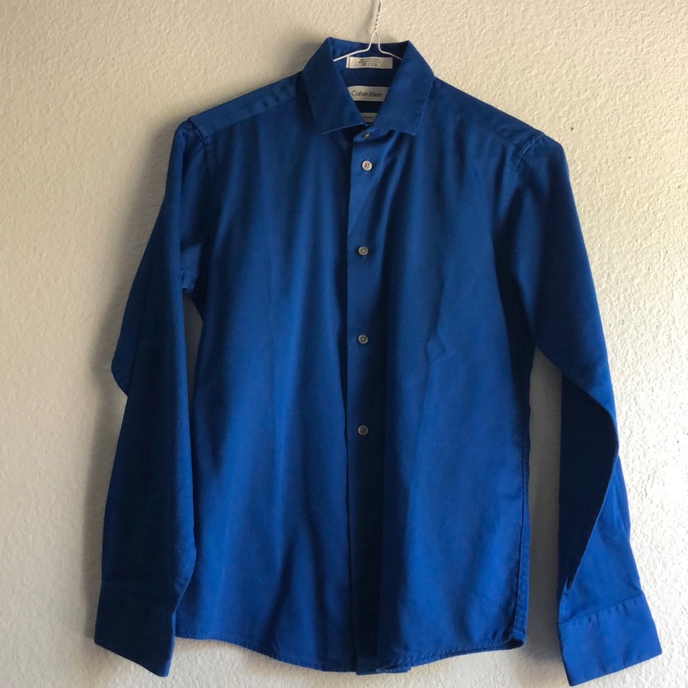 Calvin Klein sateen blue size 12 boy shirt